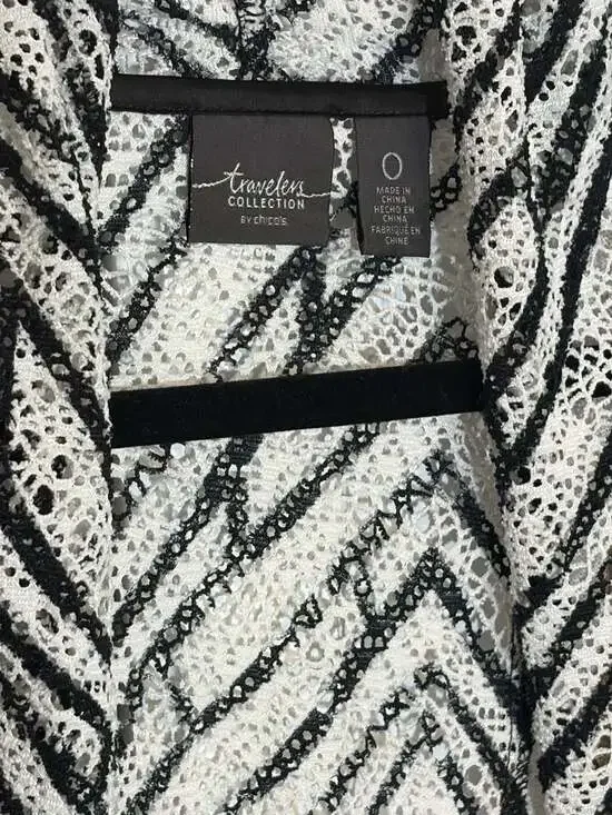 Chico's Travelers Collection Geometric Mixed Print Open Front Draped Cardigan XS - Picture 3 of 7